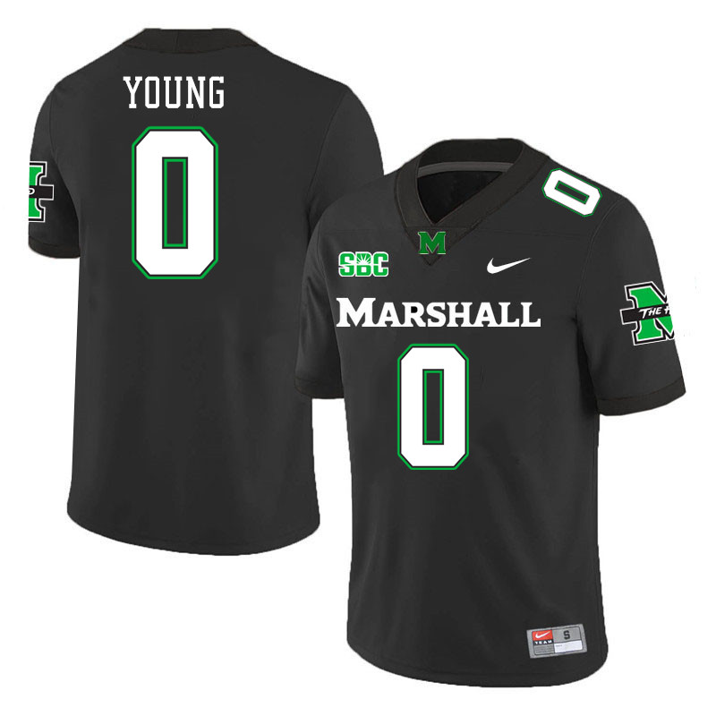 Men #0 Randy Young Marshall Thundering Herd SBC Conference College Football Jerseys Stitched-Black